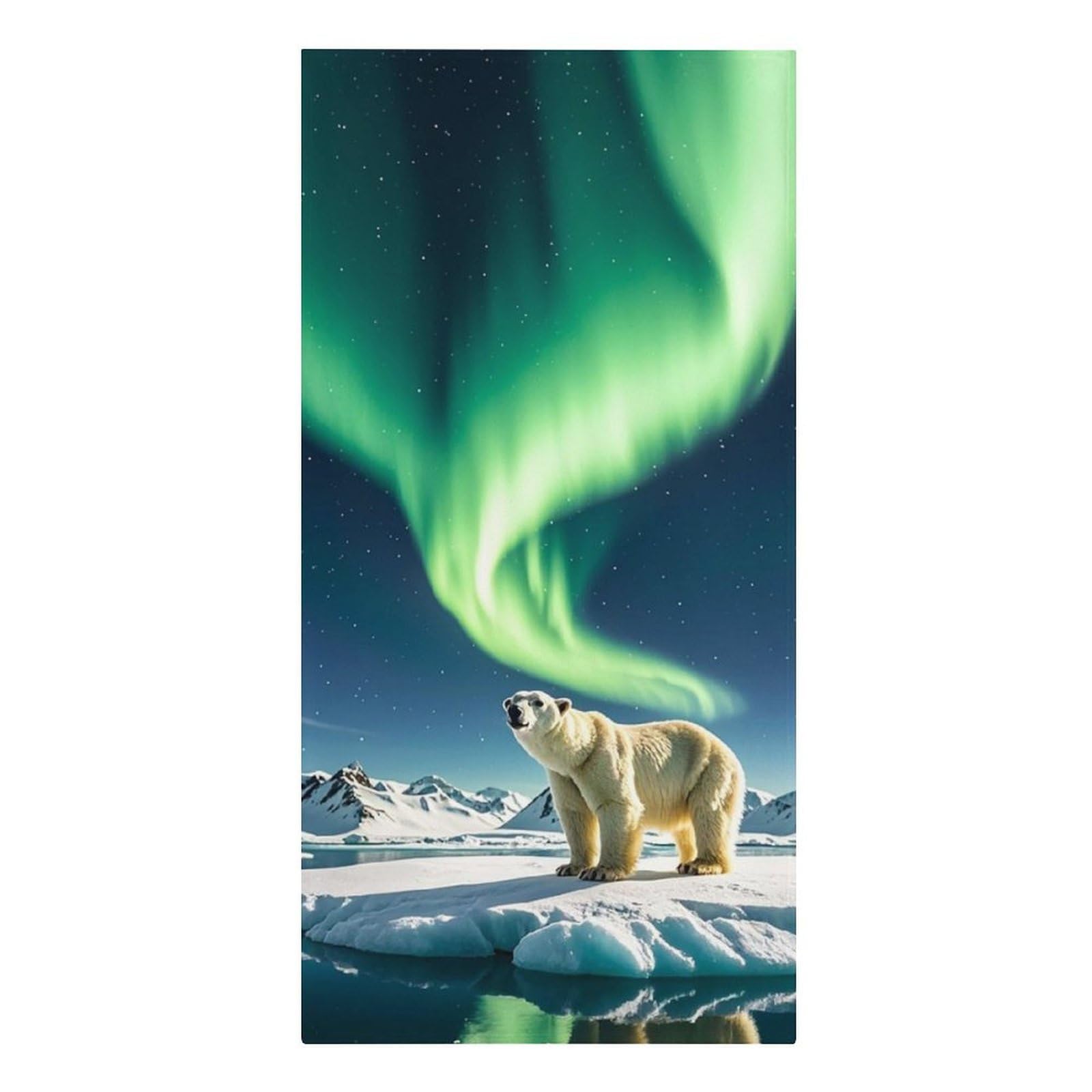 QMNLKH Northern Lights Polar Bear Beach Towel for Women, Large Microfiber Pool Towel for Men, Absorbent Swim Towels for Home, Lightweight Bath Towels for Camping, Yoga, 30.3"x61.4"