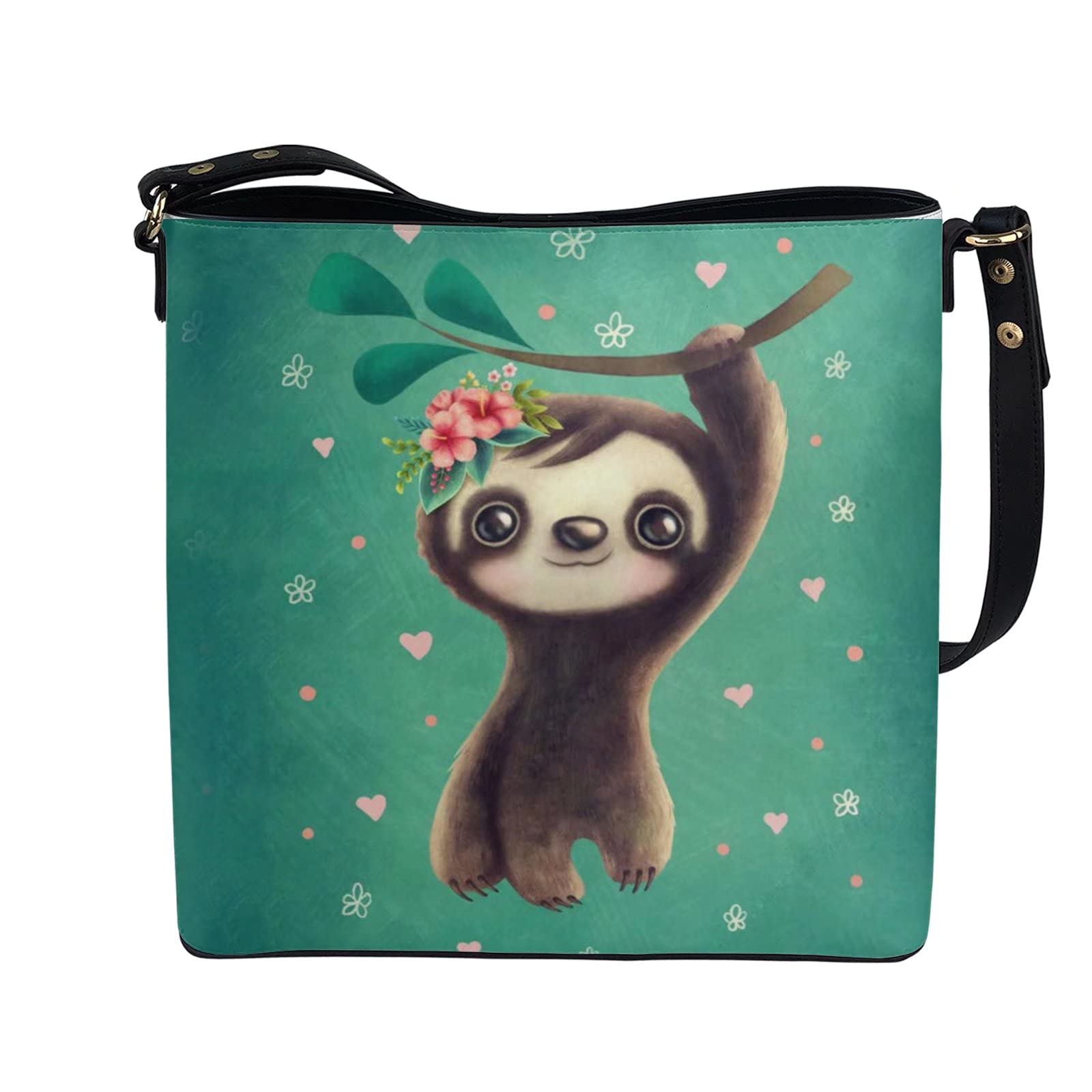 chaqlin Torby crossbody torba wiaderkowa damska damska torebka na ramię skóra PU podróżne zakupy praca torby kurierskie, Zielony leniwiec dziecięcy, Rozmiar Uniwersalny