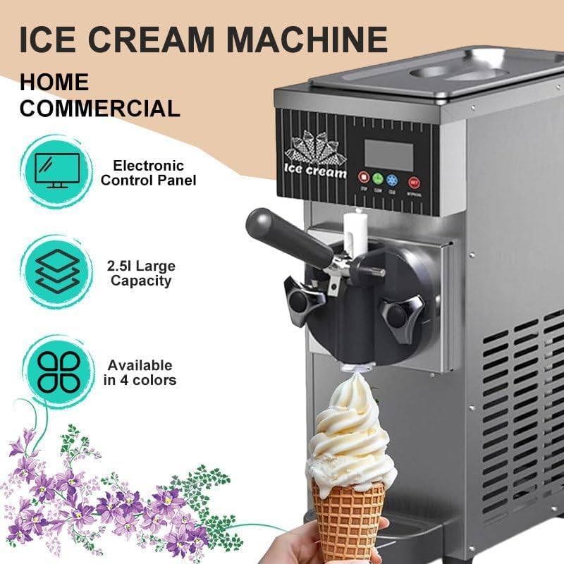 Gelatiera professionale morbida da 450 W, capacità 3,5 l, con LCD, pulizia automatica, 80-100 coni all'ora, per ristoranti e bar