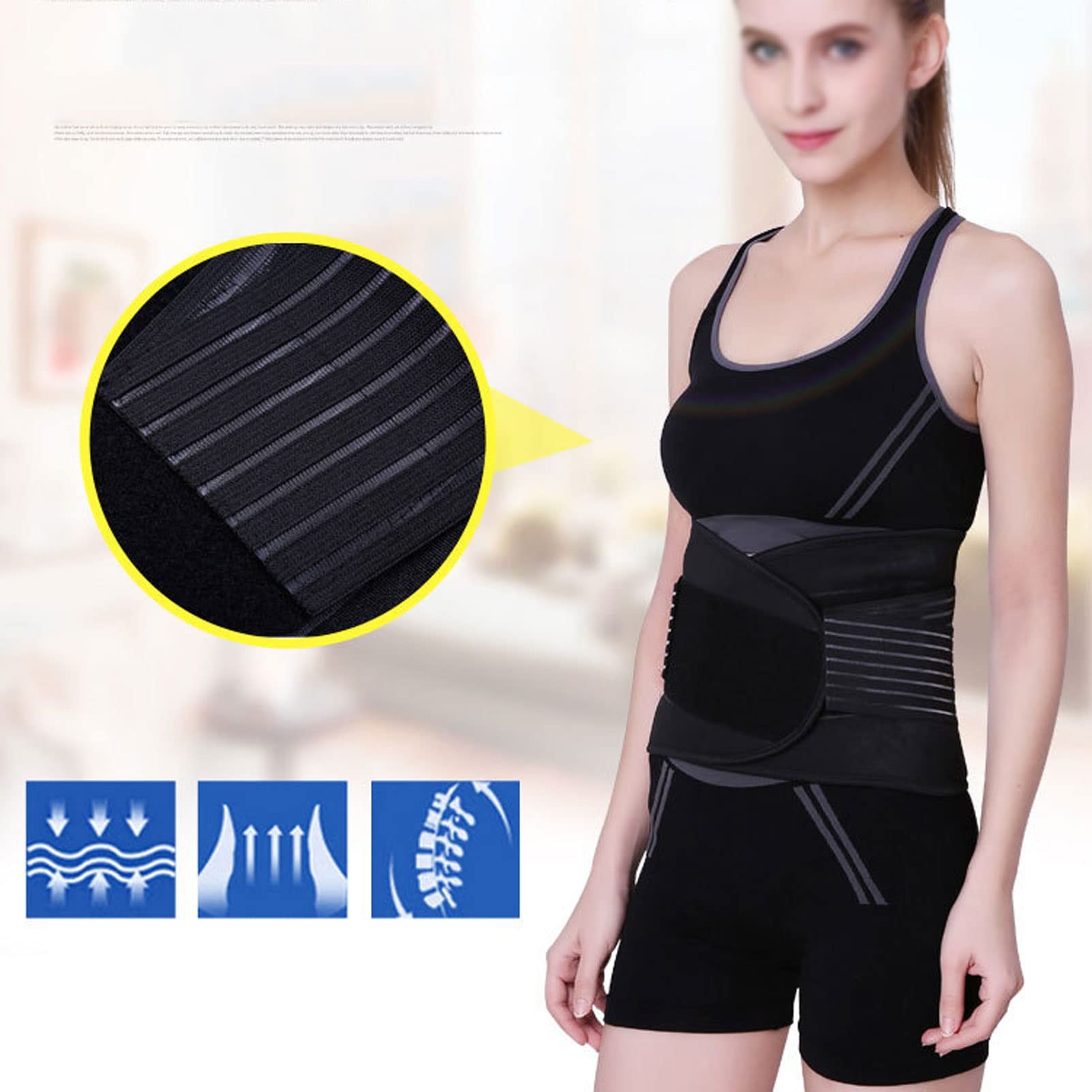 Tutore per la schiena Cintura di supporto lombare per sollevamento, sciatica, scoliosi, ernia del disco Tutore per parte bassa della schiena con design ergonomico rimovibile per uomini e donne (3