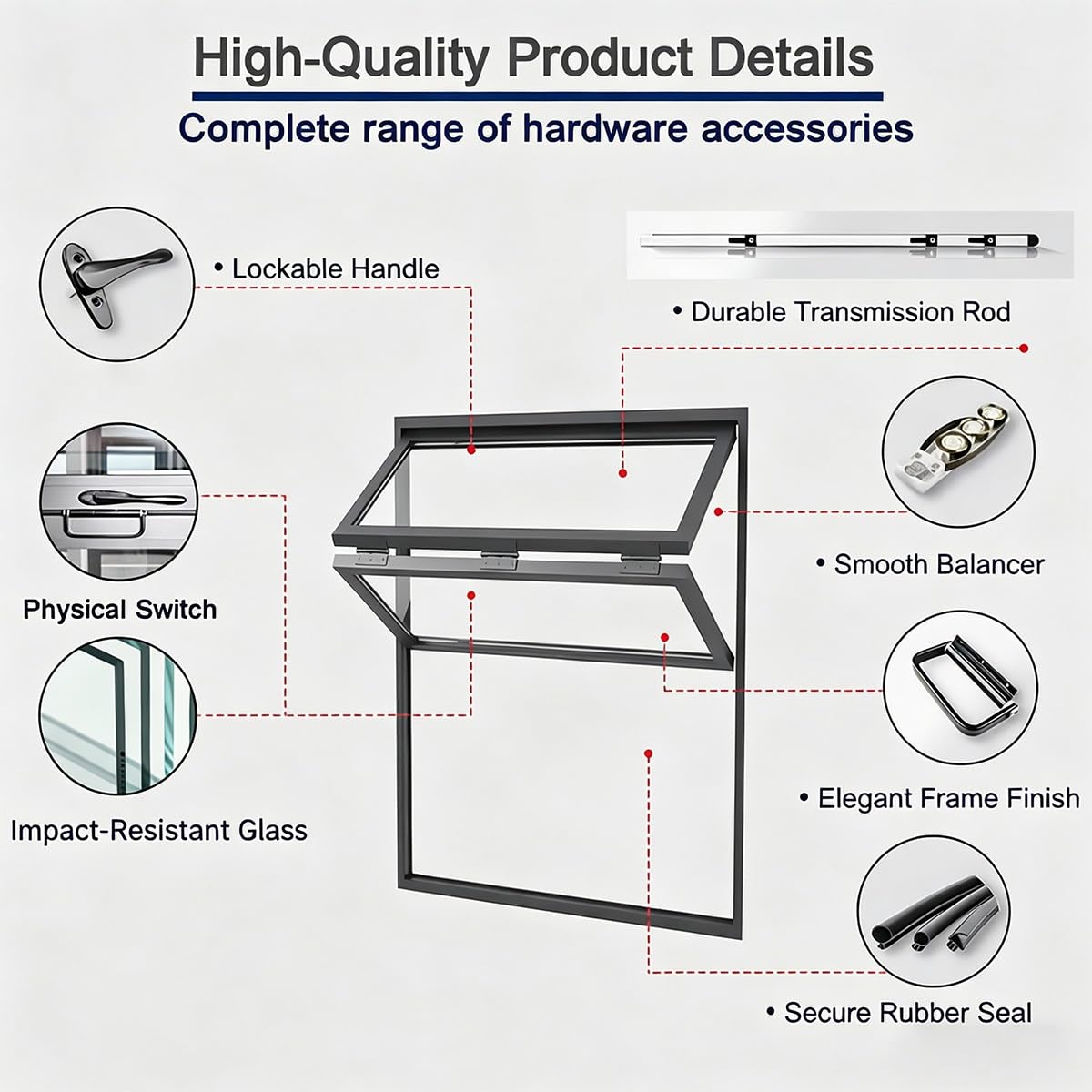 Premium vertikal faltende Verkaufsfenster aus Aluminiumlegierung mit verschließbares Fenster für Imbisswagen, Wohnmobile, Küchen und Gastronomiebetriebe(Black,36x60in/91.5x152.4cm)