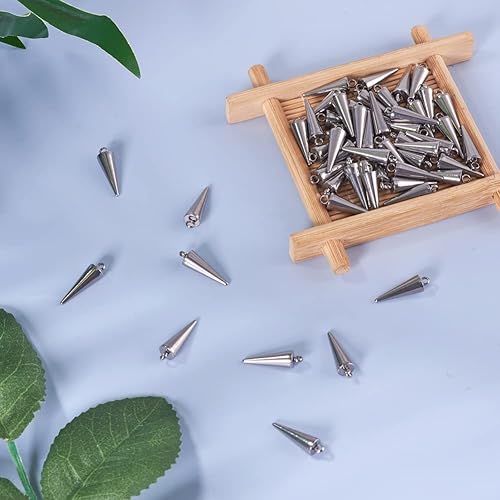 Miniatura 6 de FASHEWELRY 100 dijes de cono de 0.709 x 0.197 in con forma de bala para mujeres y hombres, aretes de aro