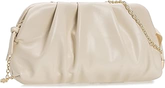 CHARMING TAILOR Chic Soft Vegan Leather Clutch Bag Dressy Pleated PU Evening Purse for Women