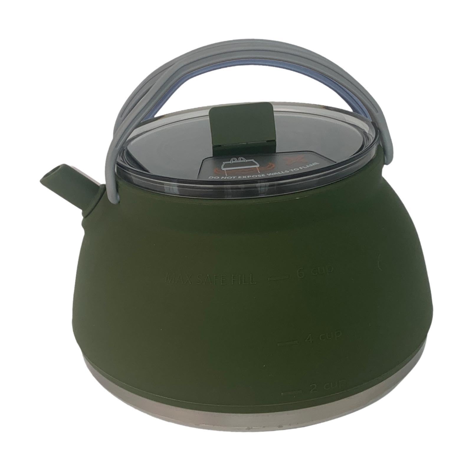 Bollitore per tè e caffè da campeggio all'aperto, leggero, riutilizzabile, pieghevole, pratico, per cucinare, acqua bollente sul fuoco, bollitore da, Verde scuro, 18.2x10.5 cm