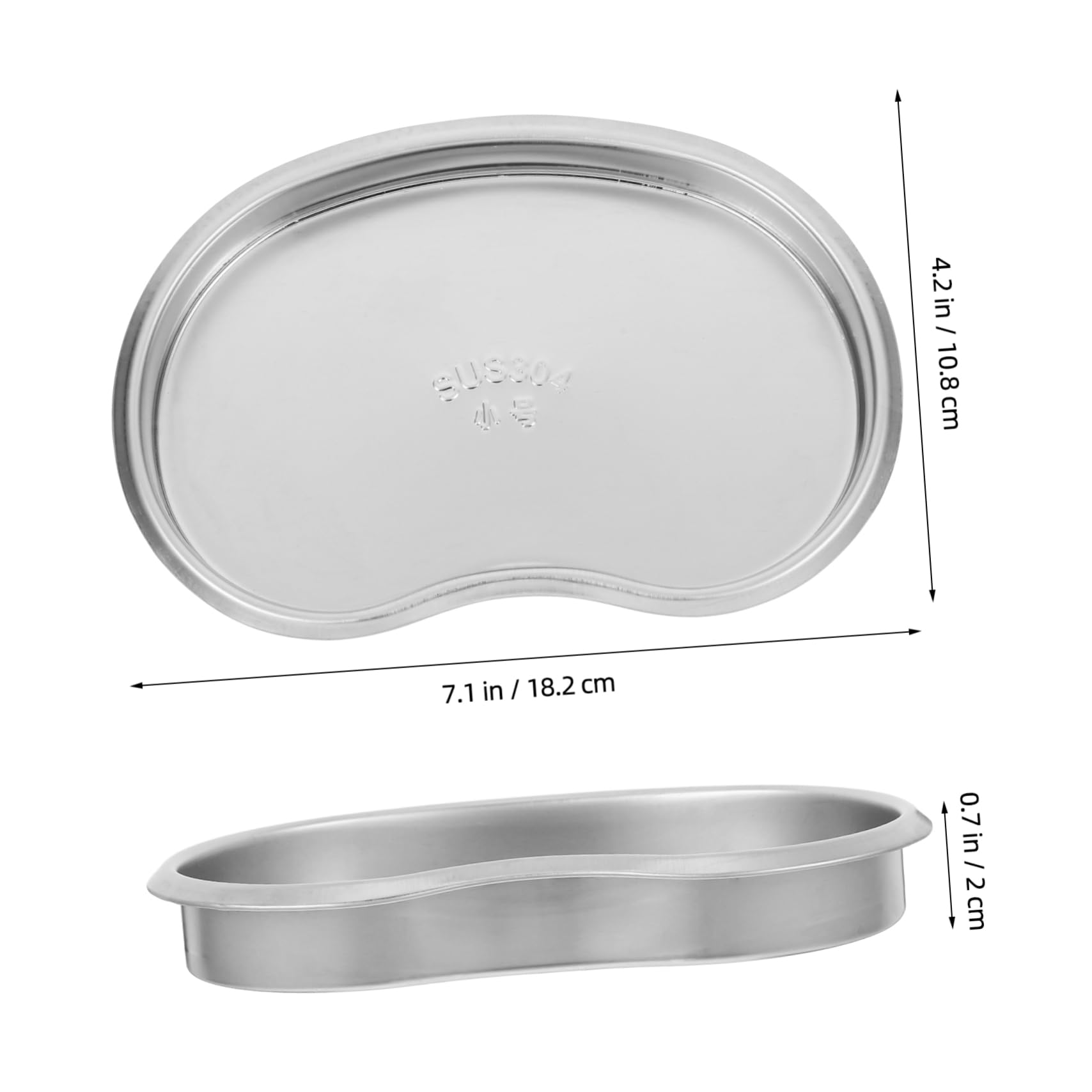 FOMIYES Wiederverwendbare Nierenschale aus 304 Edelstahl Kleine Metallschale mit Nahtlosem Design Leicht zu Reinigen für Labor und Zahnarztinstrumente