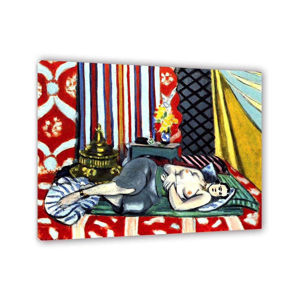 MYCGGDGH Henri Matisse Painting Reproduction Odalisque with Gray Culottes famous art poster Henri Matisse wall decor for bedroom Picture for living room Bathroom Office 85x70cm(33x27in) Frame