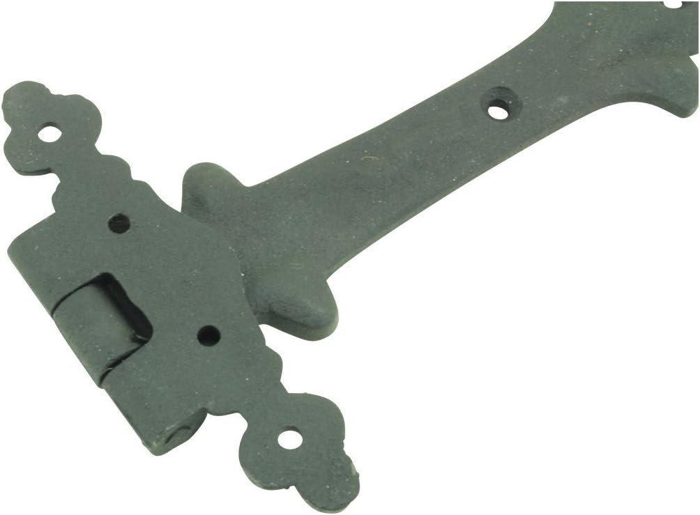 Renovators Supply Manufacturing Black Wrought Iron Strap Hinge 7 in Southern Charm Style Spear Tip Flush Mount Heavy Duty Strap Gate and Door Hinges with Hardware Pack of 6