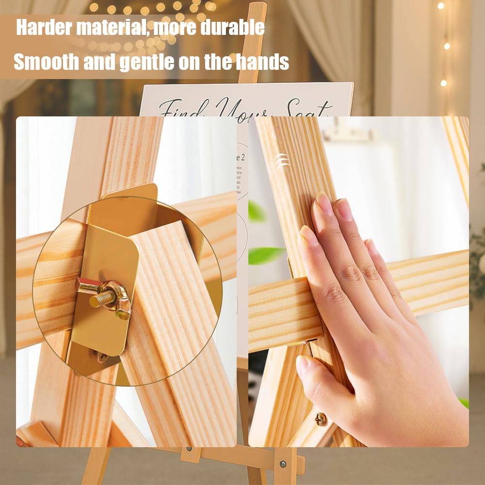 2PCS Caballete Madera，Caballete De Madera Natural De 175 Cm,Soporte Profesional Para Lienzo, Adecuado Para Niños y Adultos,Apto Para Pintura Acrílica,Óleo,Etc.,Herramienta De Arte Portátil