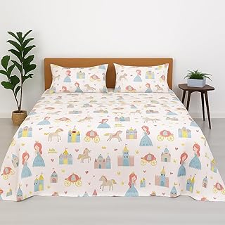 Kids Bedsheet King Size – 108x108 Inches | Little Princess Design | Soft, Wrinkle-Free & Cozy Microfiber Bedding | Fun & C... Price In India