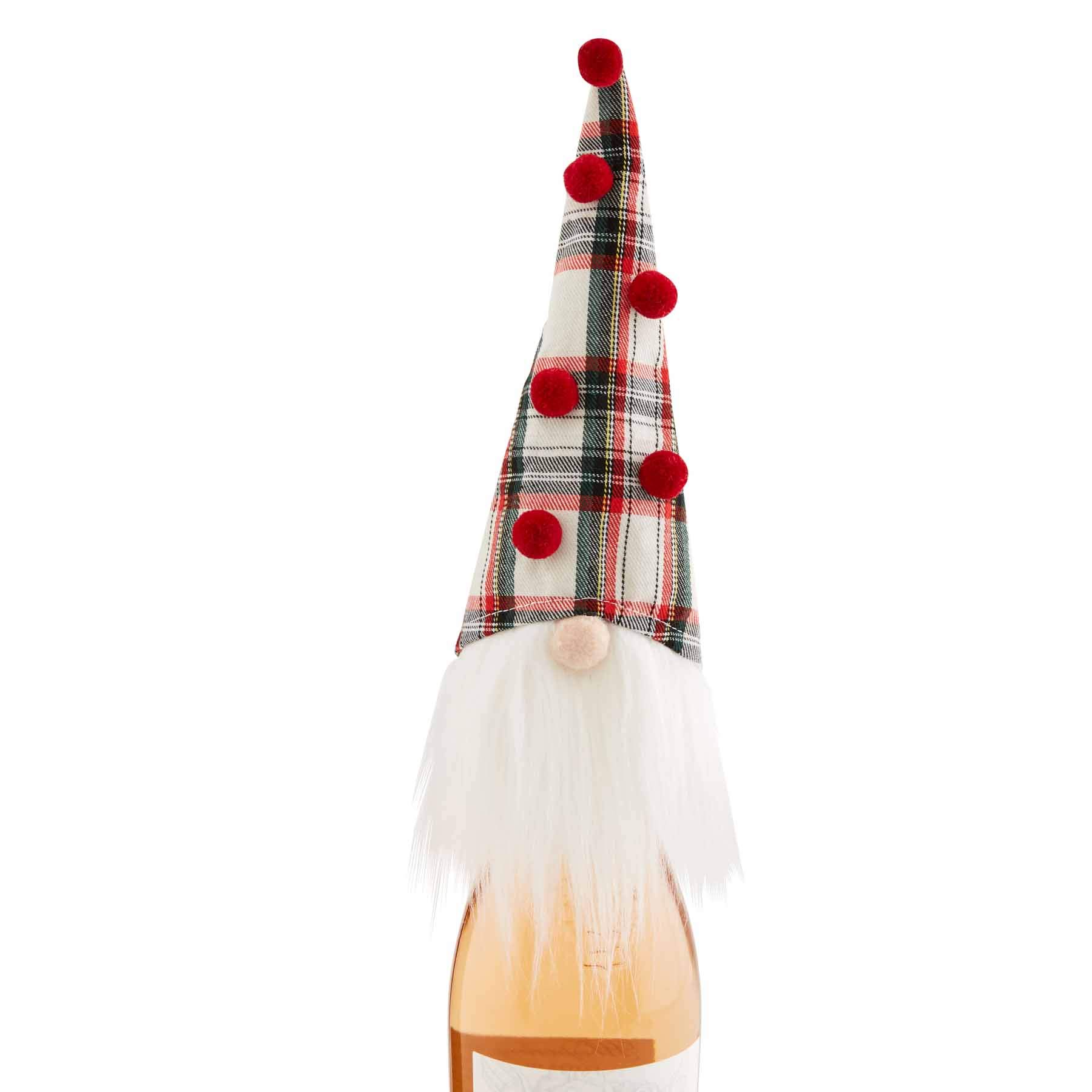 Cubierta de botella de vino de gnomo blanco para decoración de mesa y cenas