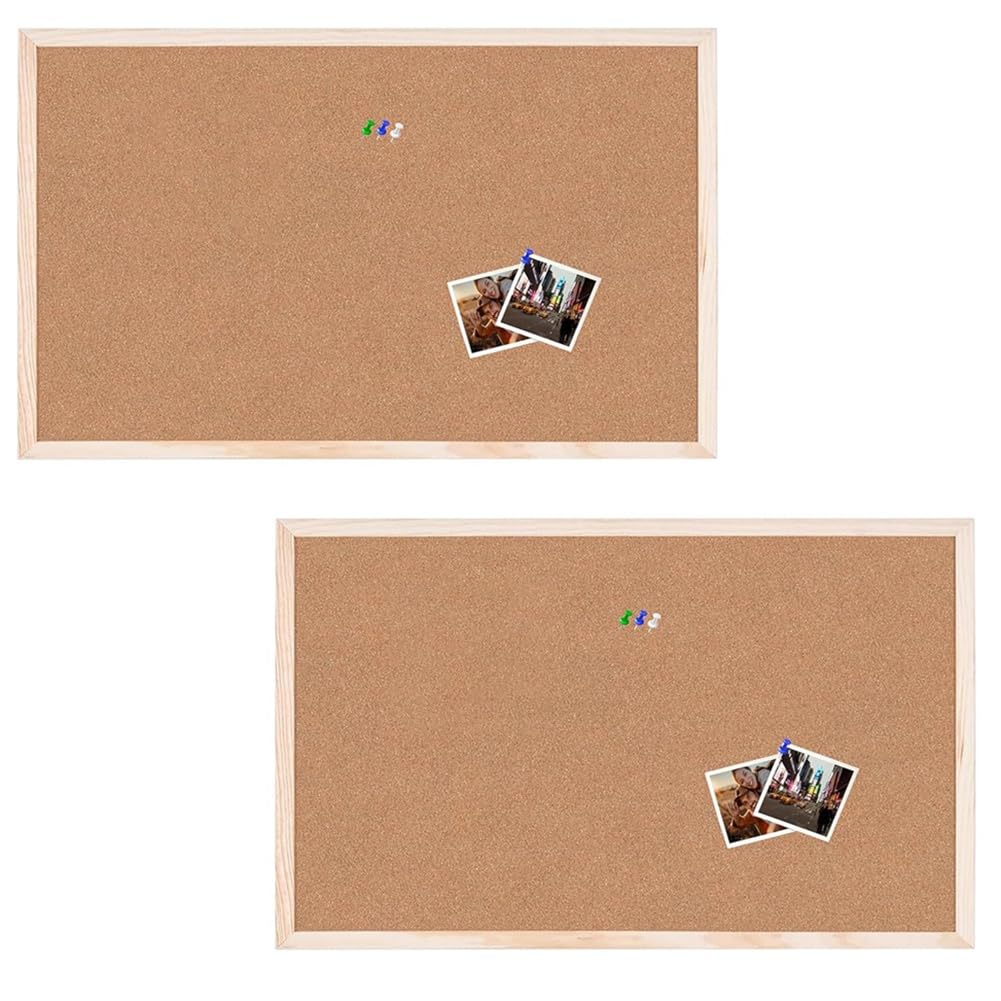 Xnuiasqe Pack Of 2 Cork Notice Board Set-60Cm X 40Cm With Wood Frame And Push Pins Included