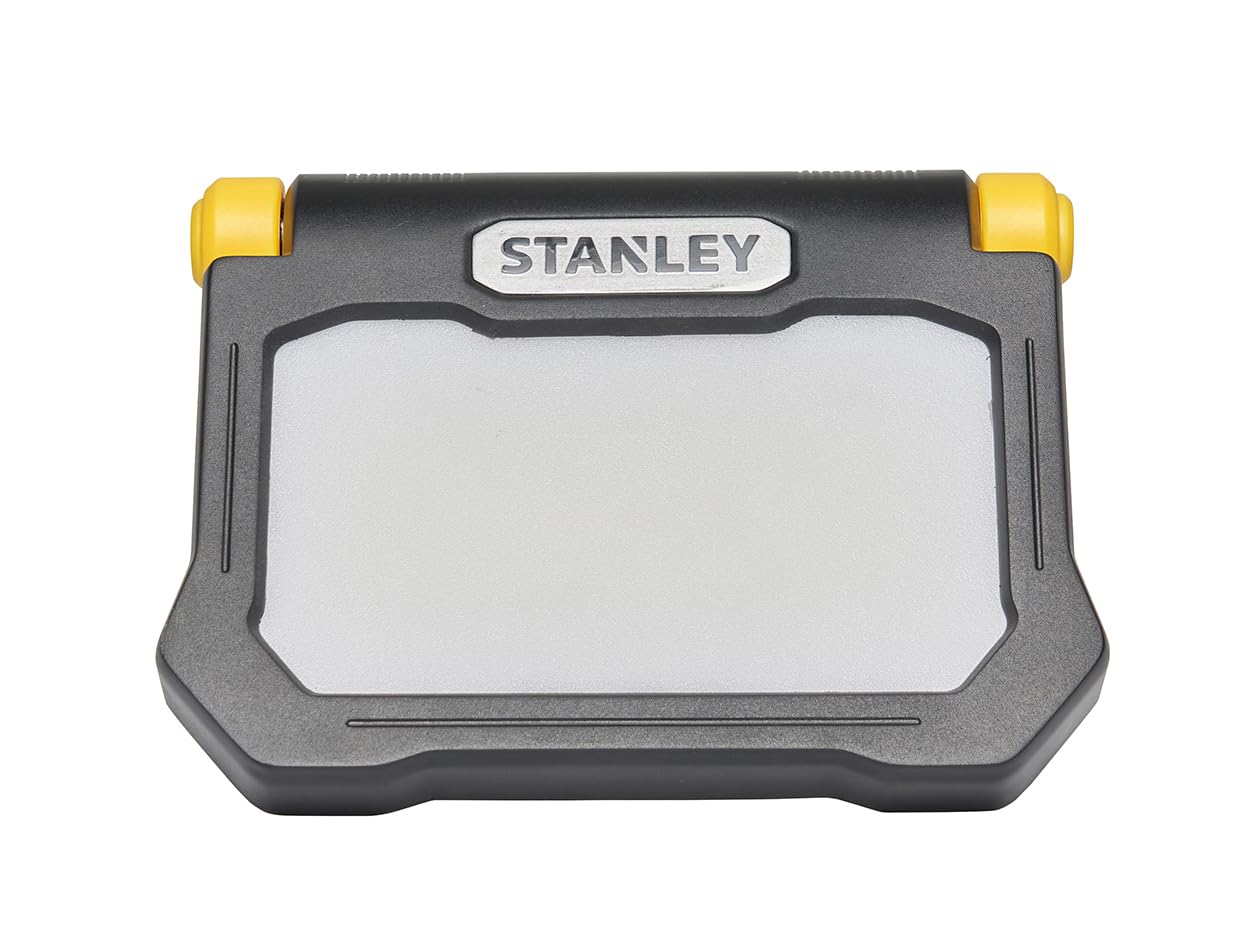 Stanley Lampada da lavoro pieghevole a LED ricaricabile, 1500 lumen, corpo in policarbonato leggero ma resistente, offre 2 modalità di funzionamento, on/off.
