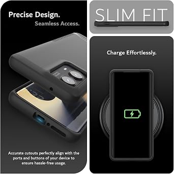 TUDIA for Motorola Edge 2024 Case 5G - [Merge] [Military Grade] Dual Layer Shockproof Slim Heavy Duty Moto Edge 2024 Cases - Matte Black