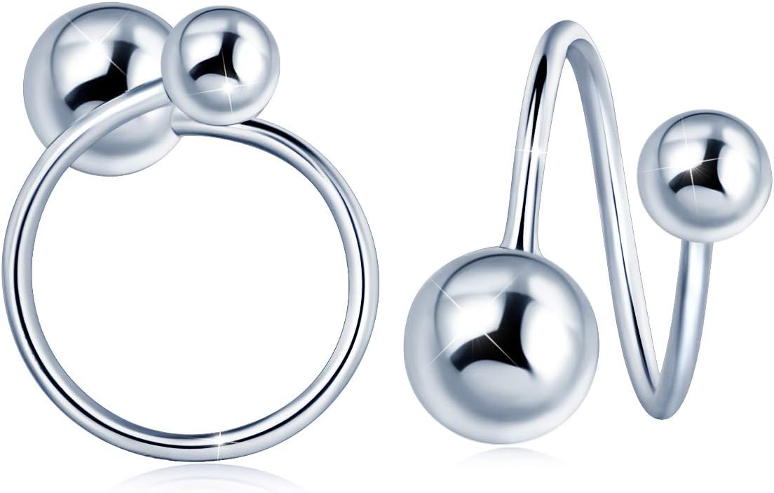 925 Sterling Silver Spiral Balls Hoops Screw Back Earring for Women/Ladies/Girls