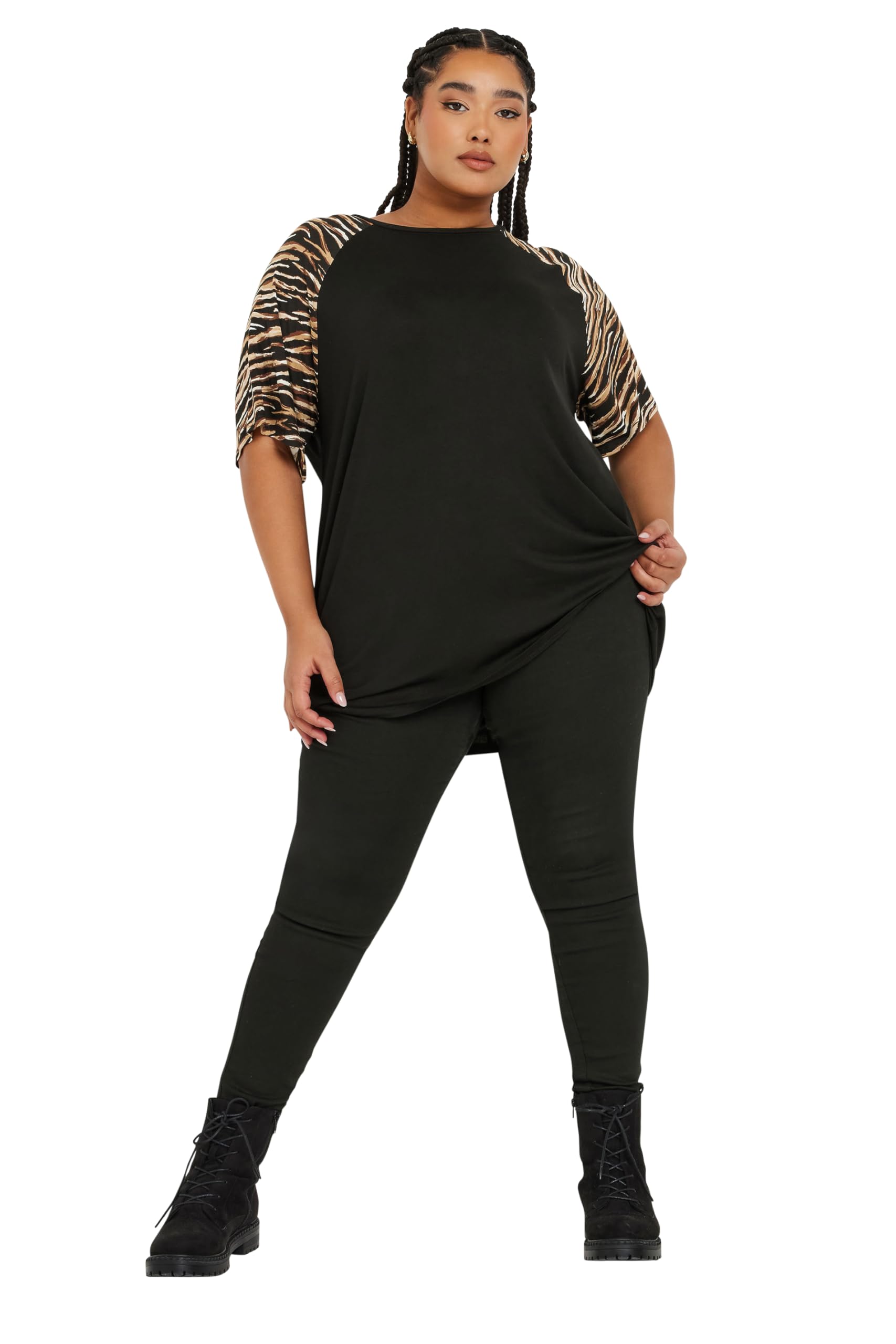 Yours - Women's T-Shirt - Zebra Print - Black - Size 26-28