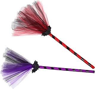 Toyvian 2 Pçs Malha Vassoura De Bruxa Adereços De Halloween Paris Roupas Acessórios Cosplay Halloween Bruxa Vassoura Vassoura De Bruxa Plástico Vassoura De Halloween Vassoura De Bruxa