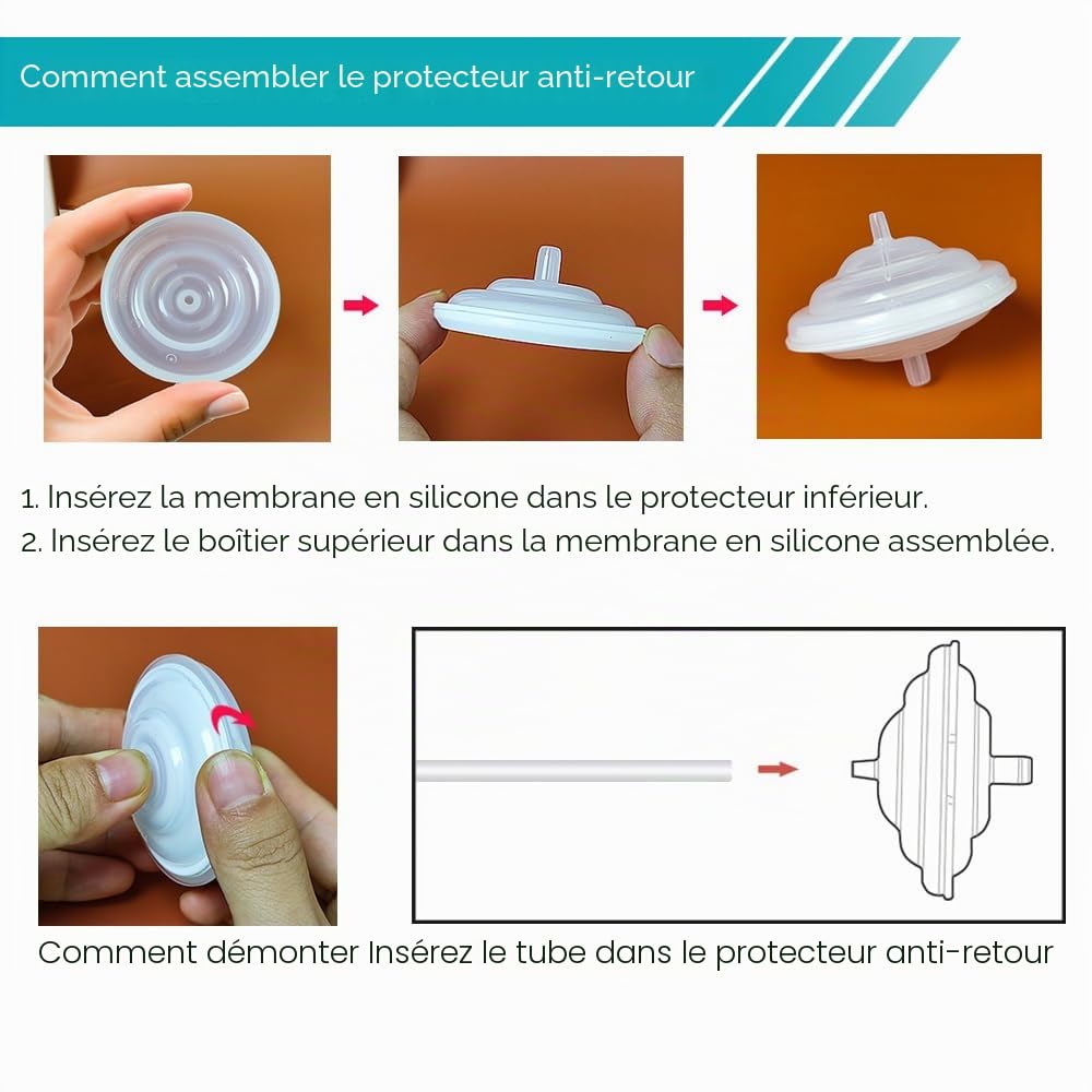 PumpMom-us Pièces de tire-lait pour Spectra, remplacement des valves à bec de canard, tubes et membrane de protection contre le reflux pour tire-lait Spectra S1 S2 9 Plus