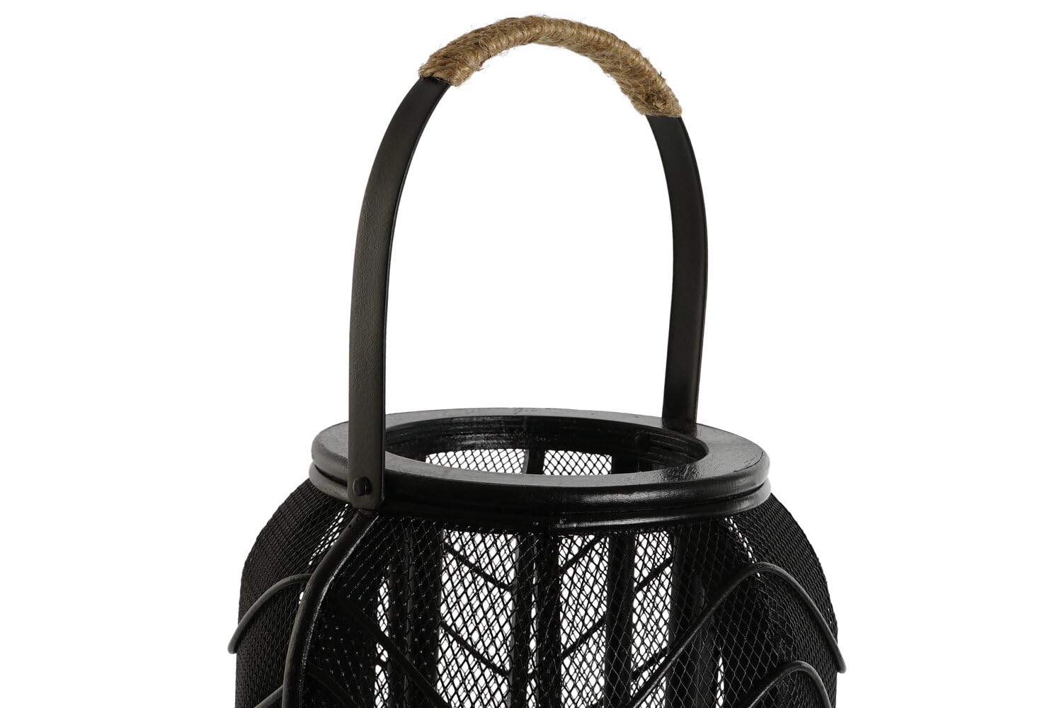 PORTAVELA METAL RATAN 21,5X21,5X43,5 NEGRO