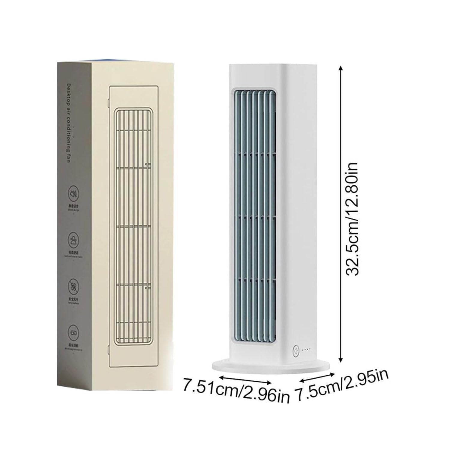 Breezamax, Breeze Max Air Cooler, Qinux Brizaac Climatiseur Mobile, Sherum Rafraichisseur D'air, Mini Climatiseur Portable, Silencieux et 3 Vitesses, Avec télécommande, Pour La Maison, Bureau (Blanc)