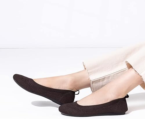 Miniatura 5 de Zapatos planos de ballet para mujer, suaves, sin cordones, planos, de punto, punta redonda, trabajo, malla plana, zapatos para caminar, cómodos y