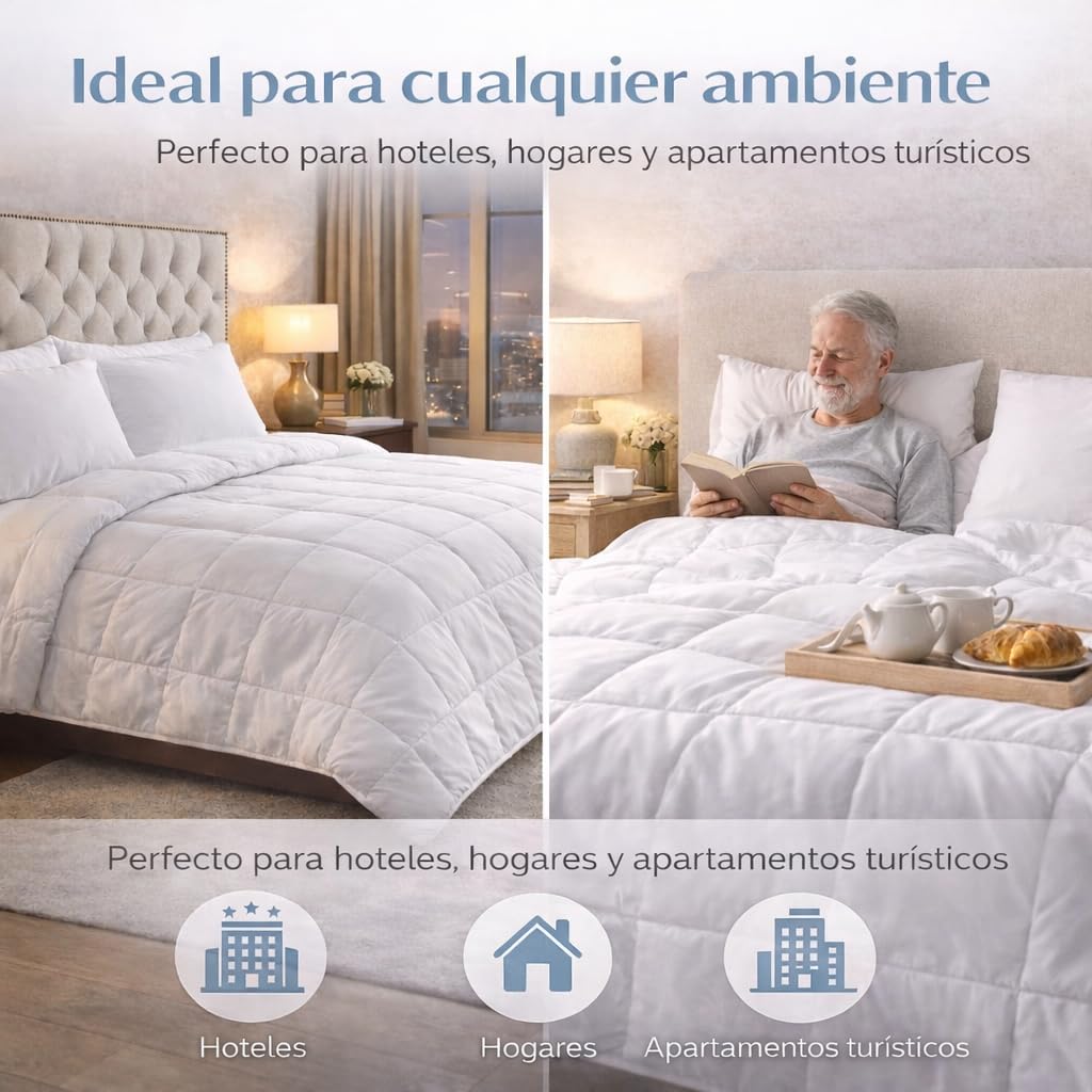 DECASATEXTIL Relleno Nórdico 200 gsm Cama 200 (280x240 cm) – Edredón de Microfibra Ligero, Transpirable e Hipoalergénico – Ideal Verano y Entretiempo – Blanco – Diseño en Caja