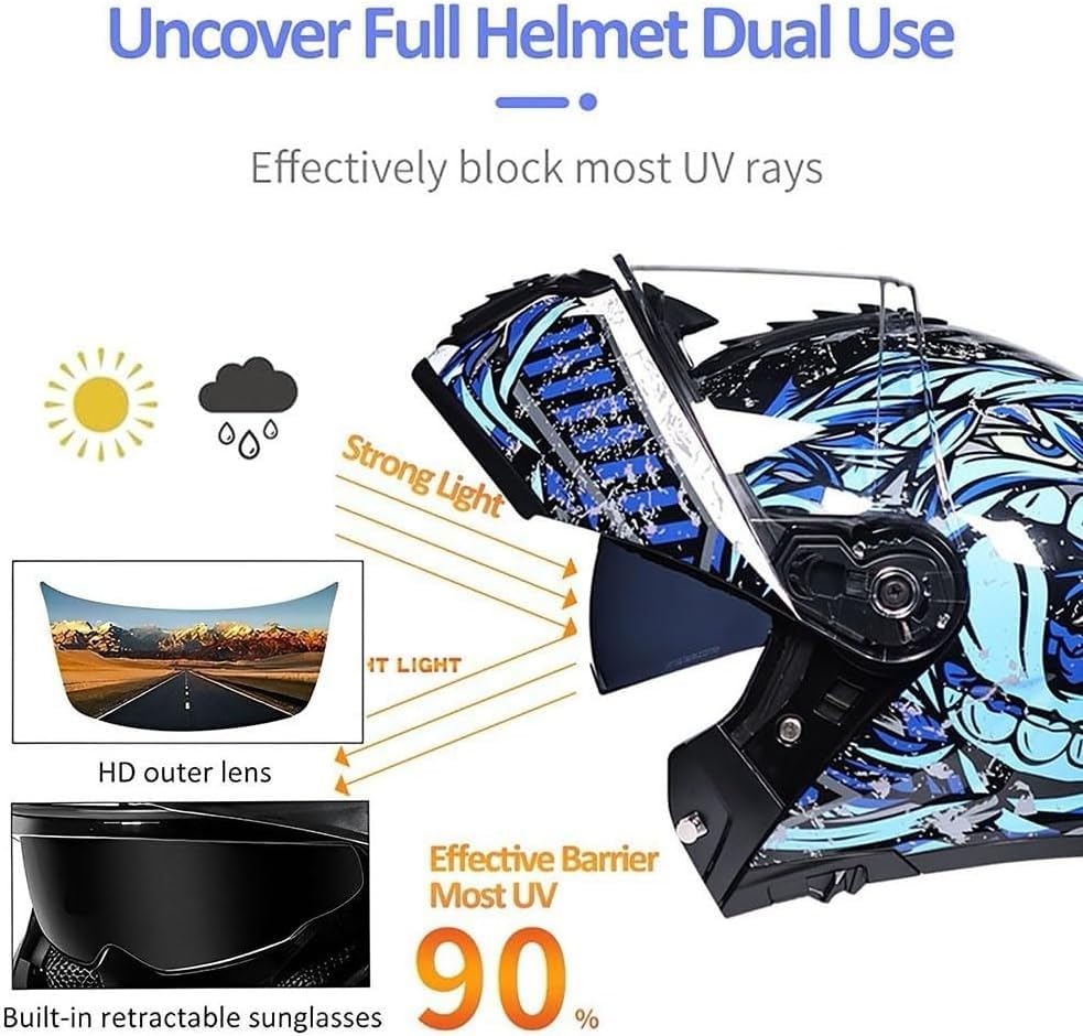 Casque Moto Modulable Double Visière - Homologué ECE - Taille L/XL - Noir