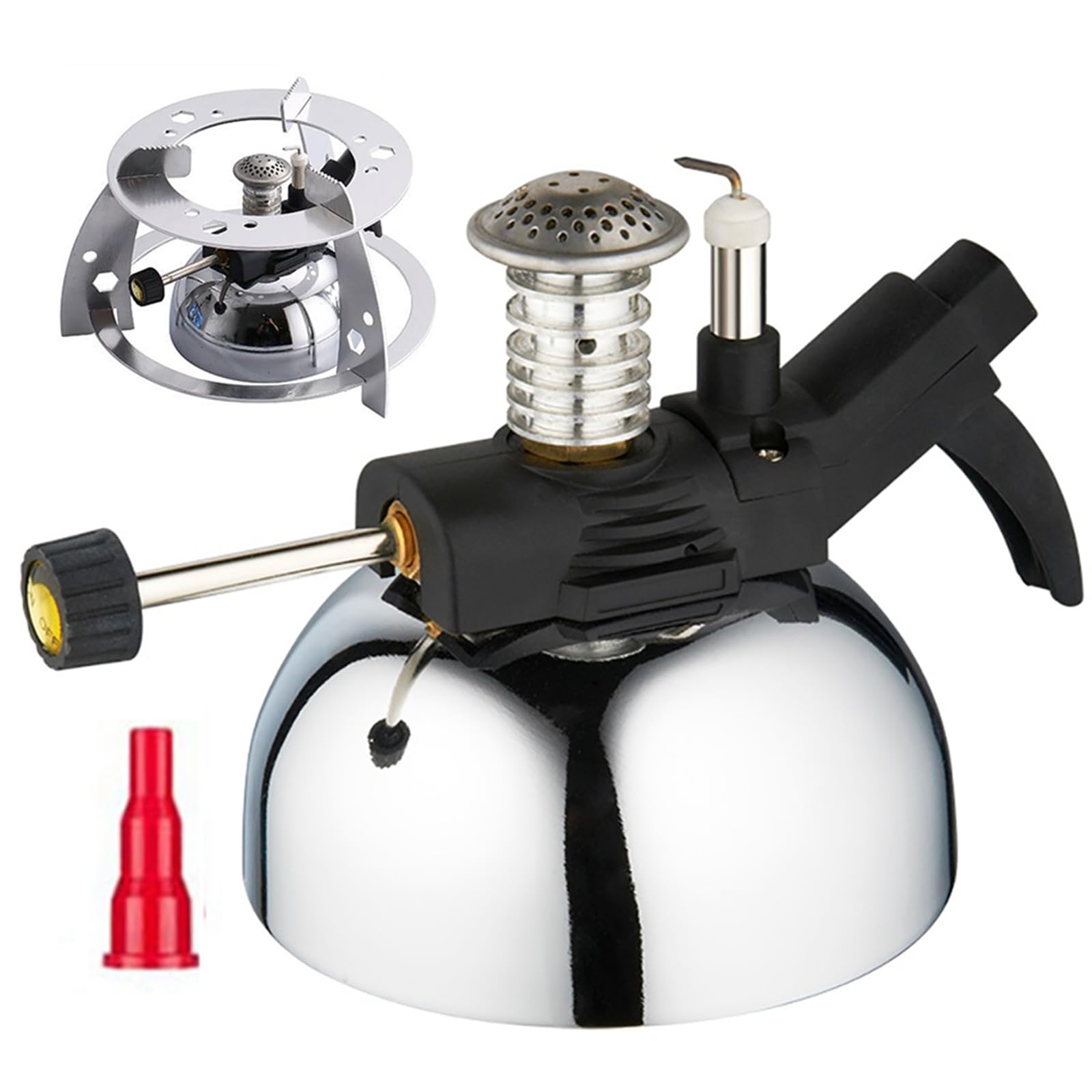 Portable Laboratory Bunsen Burner, Large-Capacity Mini Camping Stove, Adjustable Flame Butane Gas Burner, Gas Storage Capacity: 36.5g, Temperature: 1300℃, Usage Time: 60-100 Minutes