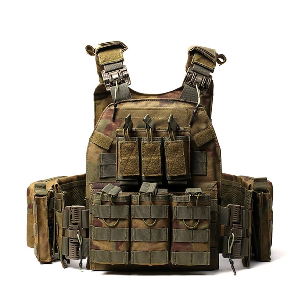 Chaleco Táctico con Bolsillos Modulares Multifuncionales, Sistema MOLLE de Liberación Rápida, Chaleco Ajustable con Gran Capacidad de Almacenamiento para Outdoor