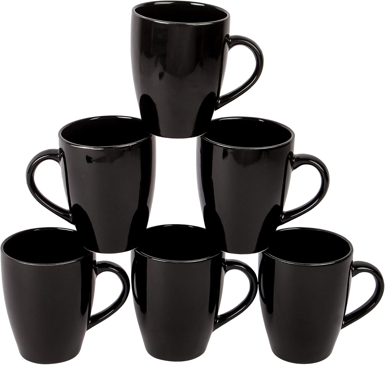 Set of 6 Best Gift Coffee Mugs - 310ml Black Ceramic Coffee Mugs