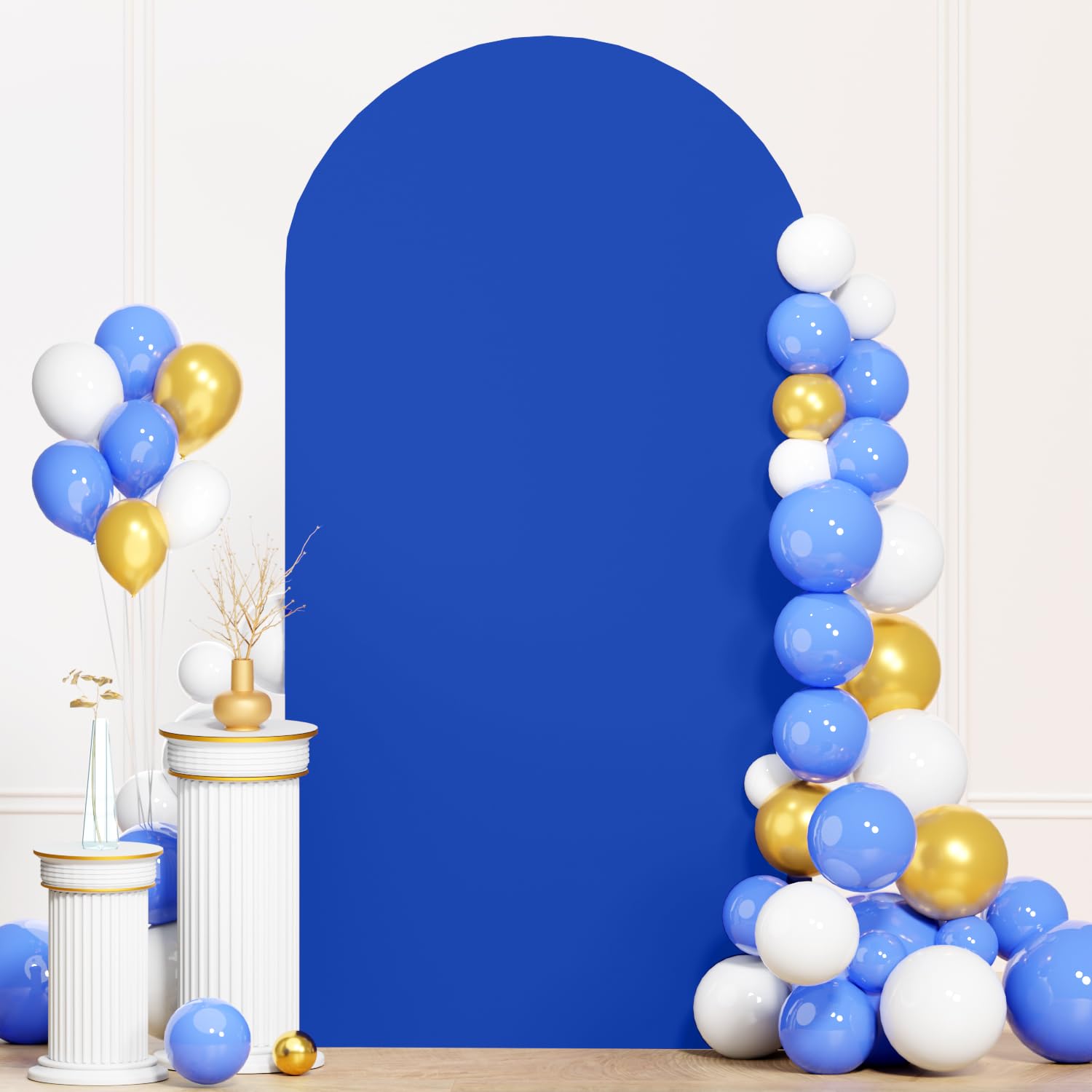 ROMANKAS Royal Blue Arch Cover 7.2FT Spandex Fitted Arch Backdrop Cover for Half Arch Stand Stretchy Arch Wall Backdrop Cover Wedding Arch Stand Cover