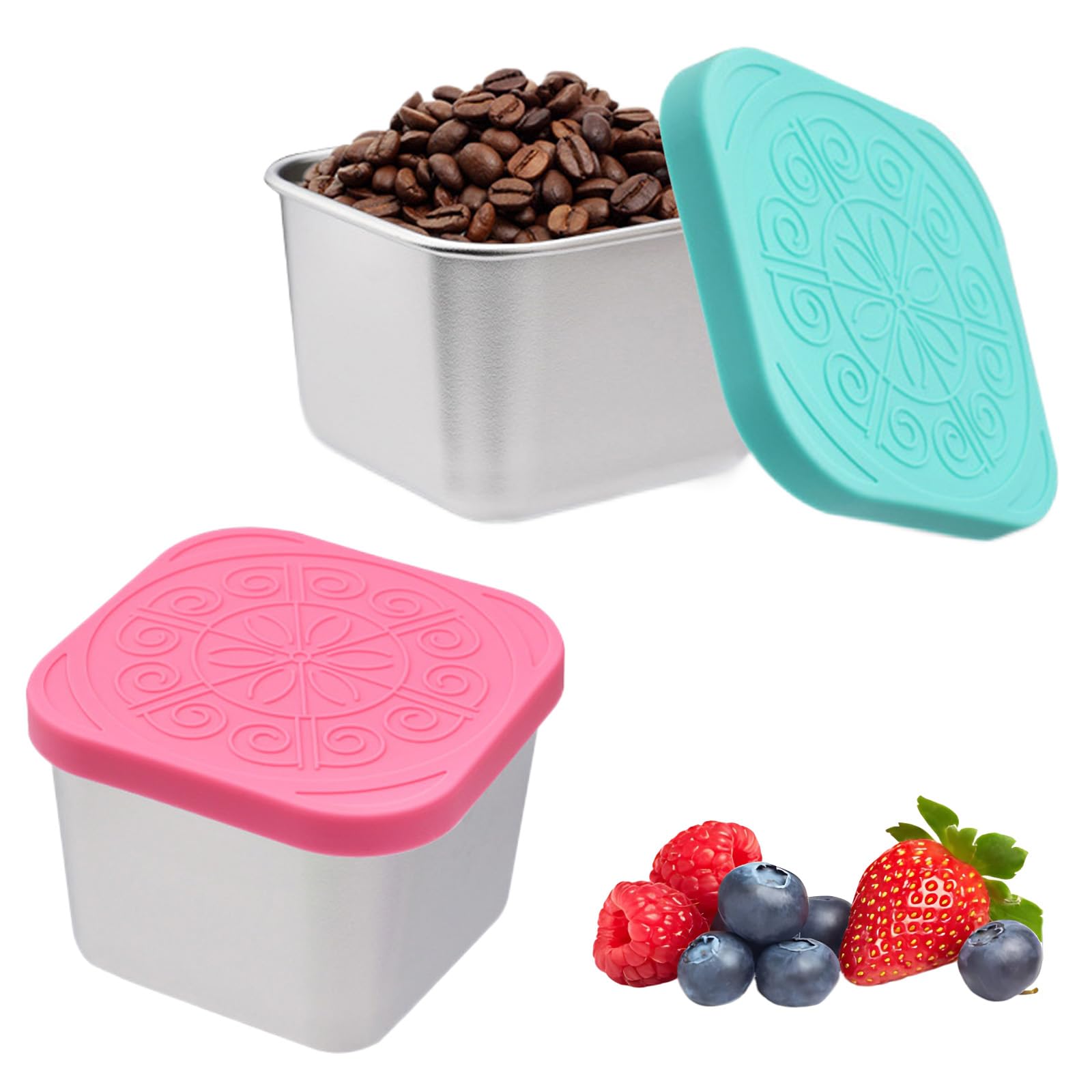 WPNCYK 2pcs Kids Snack Box, Snack Pots, Stainless Steel 180ml, Cute Food Storage Containers for Snacks, Fruits, Lunch, Nuts