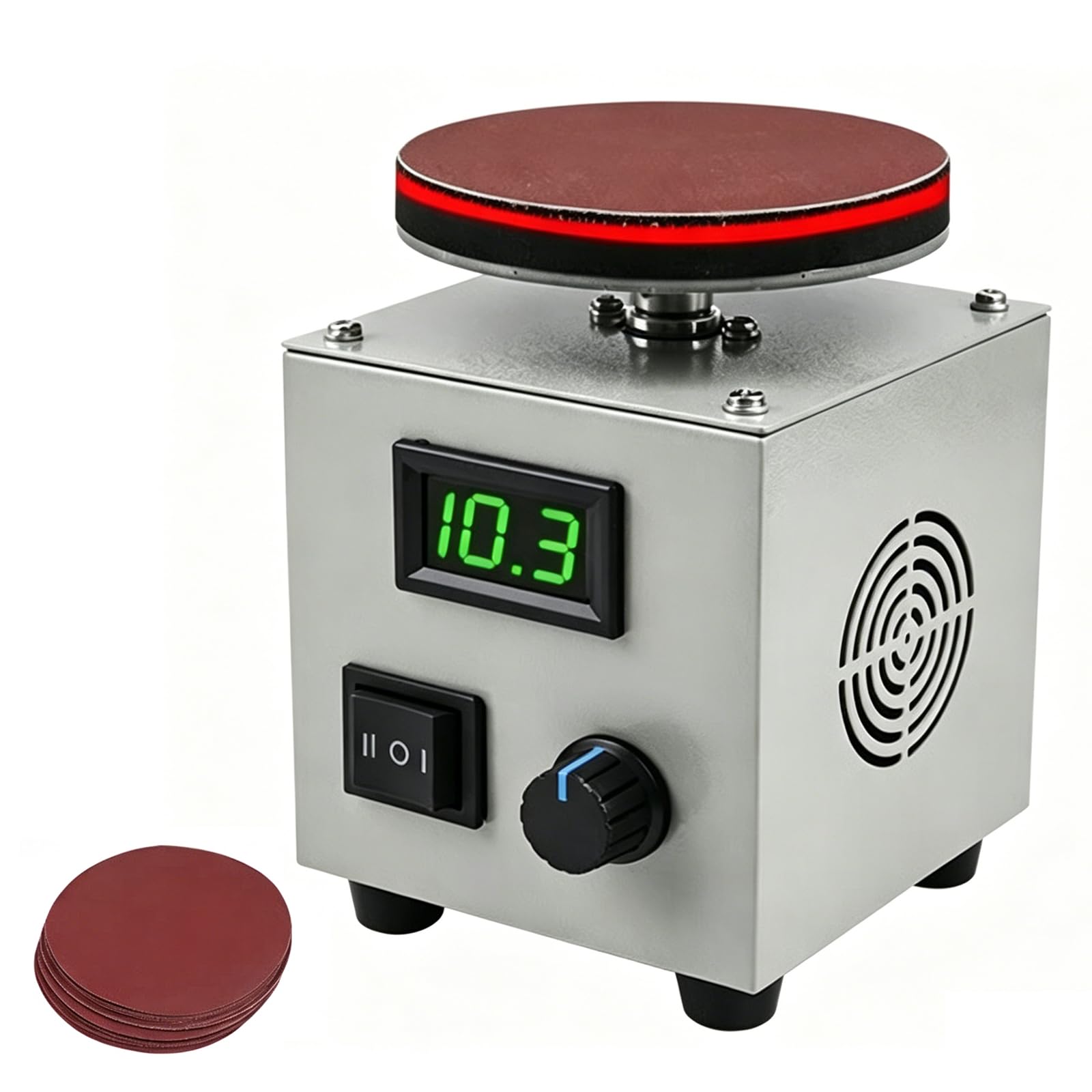 Yxzqloz Mini Electric Disc Sander, 5Inch Bench Grinde & Polisher, With Lcd Display, Electric Grinding Machine For Woodworking, Metal, Diy Crafts