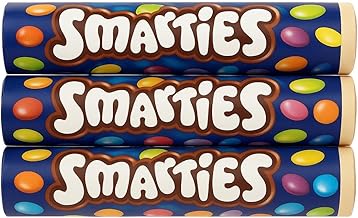 Smarties 3 x 120g Giant Tubes No Artificial Colours Flavours or Preservatives Chocolate Candy Treats for Sharing Baking Gifting Party Favour Family Pack Colourful Sugar Coated Milk Chocolate