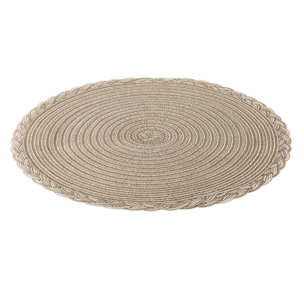 Napperon Rond de Table, Tapis antidérapant résistant à la Chaleur pour Table de Cuisine, PP tissé (Bleu) (Marron)