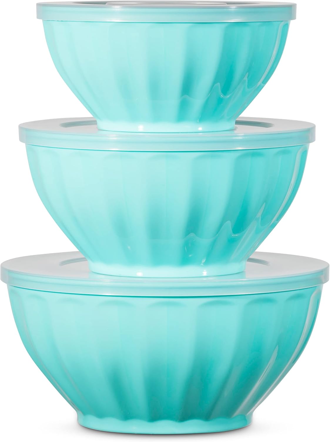 Godinger Mixing Bowls with Lids, Plastic Nesting Bowls Set, Food Storage Bowls, Microwave Safe Mixing Bowl Set, 3 Bowls 3 Lids