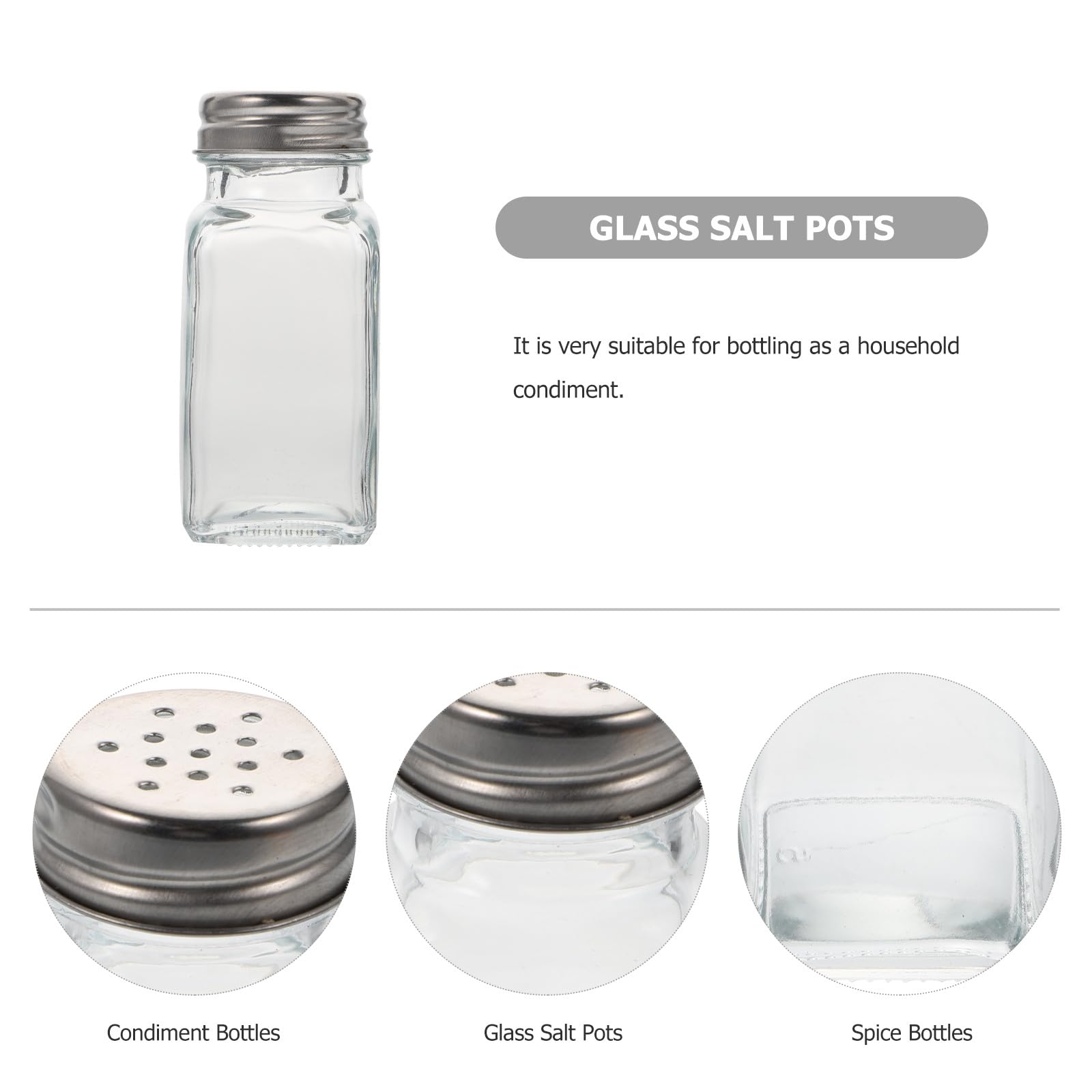 Gewürzflaschen aus Glas und Edelstahl 10 Stück und Glatter Oberfläche mit Praktischem Design zum Befüllen von Salz und Pfeffer für Küche