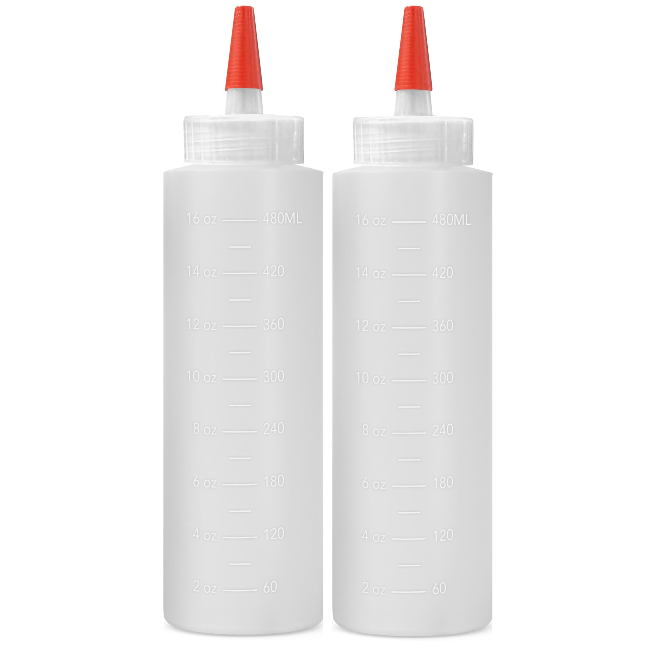 Homestead Choice 2-pack Plastic Squeeze Bottles for Sauces - 16oz Condiment Squeeze Bottles for Liquids - BPA Free Squirt Bottle with Cap - Ketchup, Syrup, Oil, Dressings, Honey & Arts and Crafts