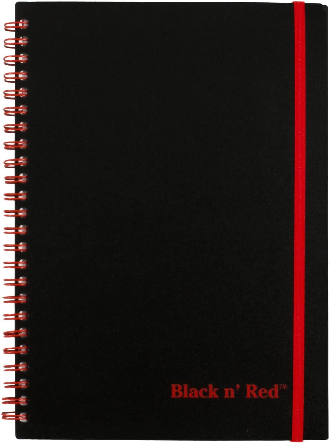 Black n' Red Notebooks, Business Journals, 3 Pack, 8-1/4" x 5-7/8", 70 Sheets, Ruled, Optik Paper, Scribzee App, Flexible Poly Cover, Wirebound, Black (400161061)