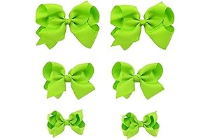 Neon Green Bows: Handcrafted Grosgrain Ribbon Hair Accessories for Girls