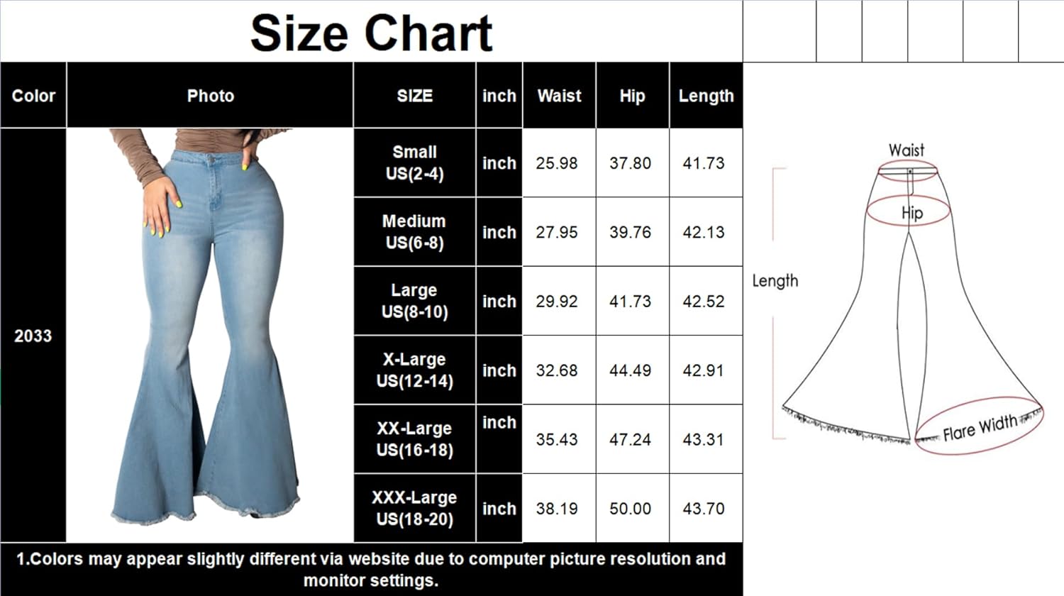 Skinny Ripped Bell Bottom Jeans for Women Classic High Waisted Flared Jean Pants - Image 4