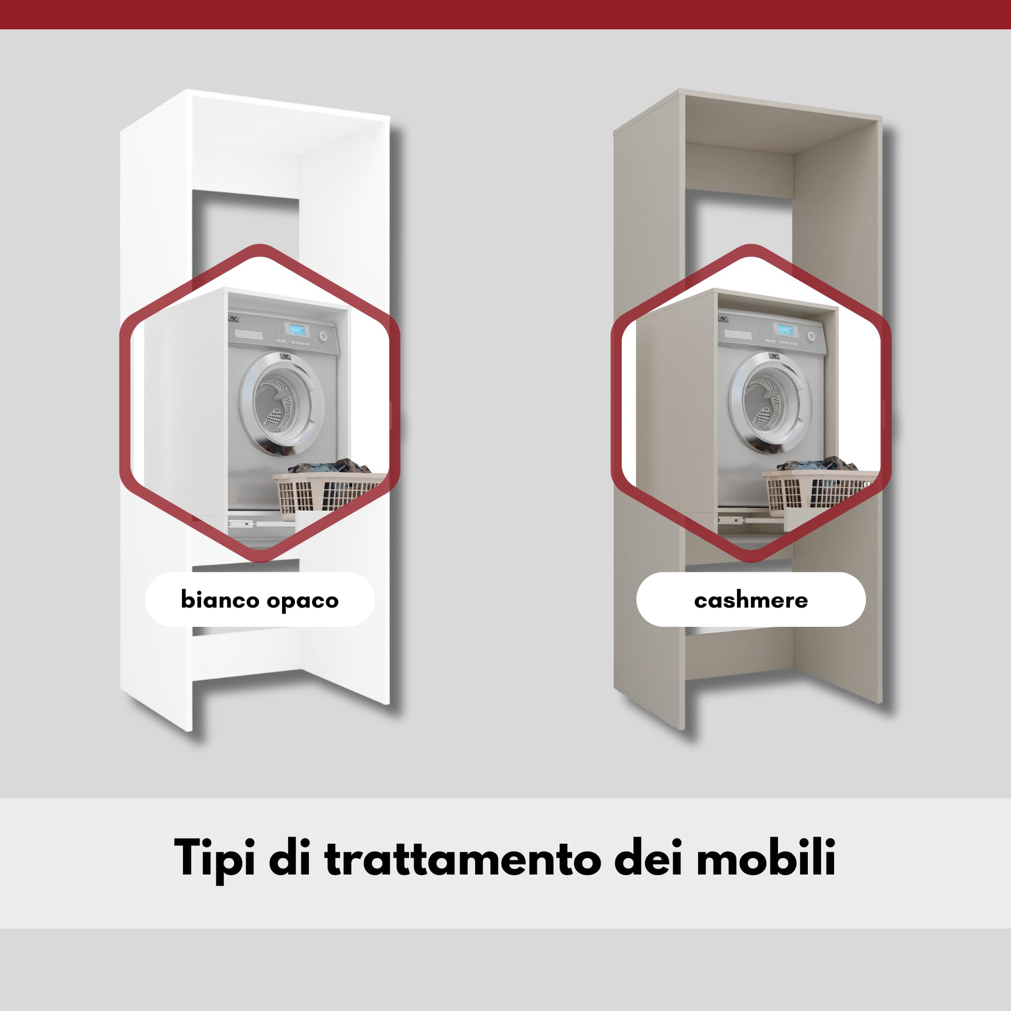 Mobile Lavatrice e Asciugatrice Colonna LUNA Salvaspazio Mensola Estraibile Ripiani Struttura Robusta Mobile Bagno Lavanderia 183,7×65×66 cm Bianco Opaco