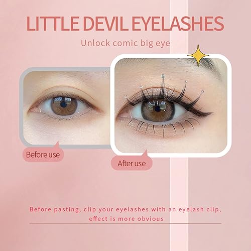 Miniatura 5 de Braiton 5 pares de pestañas postizas de diamantes de imitación naturales, pestañas postizas decorativas para Año Nuevo, cosplay, fiesta, escenario,