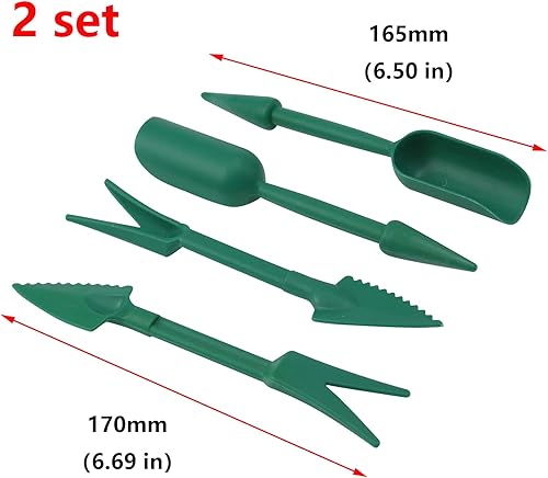 Miniatura 2 de Antrader Juego de herramientas de mano de jardín para jardinería y cuidado de plantas, color verde, paquete de 4