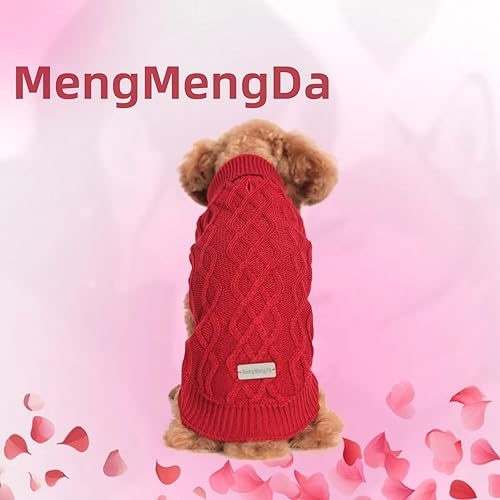 Miniatura 2 de MengMengDa, Suéter para perro, ropa de punto trenzado, cuello alto clásico, ropa cálida y suave para chihuahua, bulldog, perro salchicha, pug,