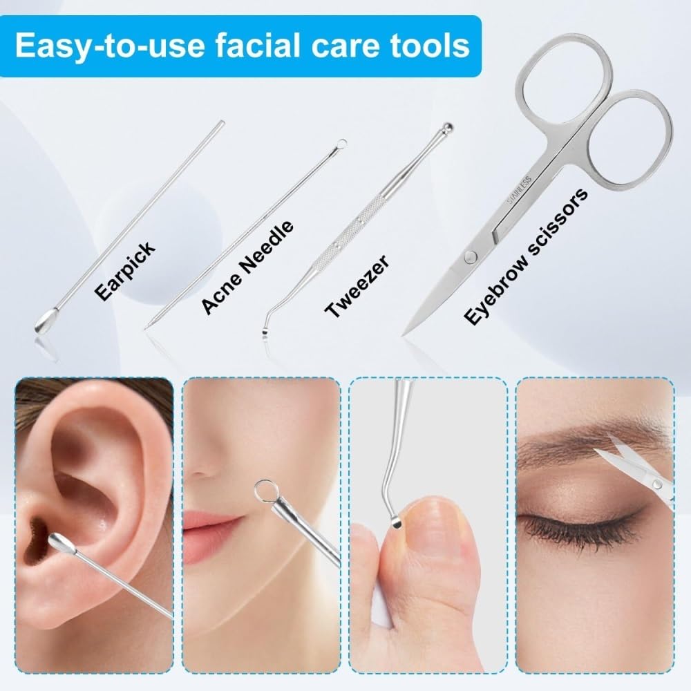 Kit de manicura y pedicura de 12 Piezas con Estuche de Viaje, Juego de cortaúñas para Mujer para pies, cortaúñas para Dedos de los pies, cortaúñas para Dedos de Las Manos.