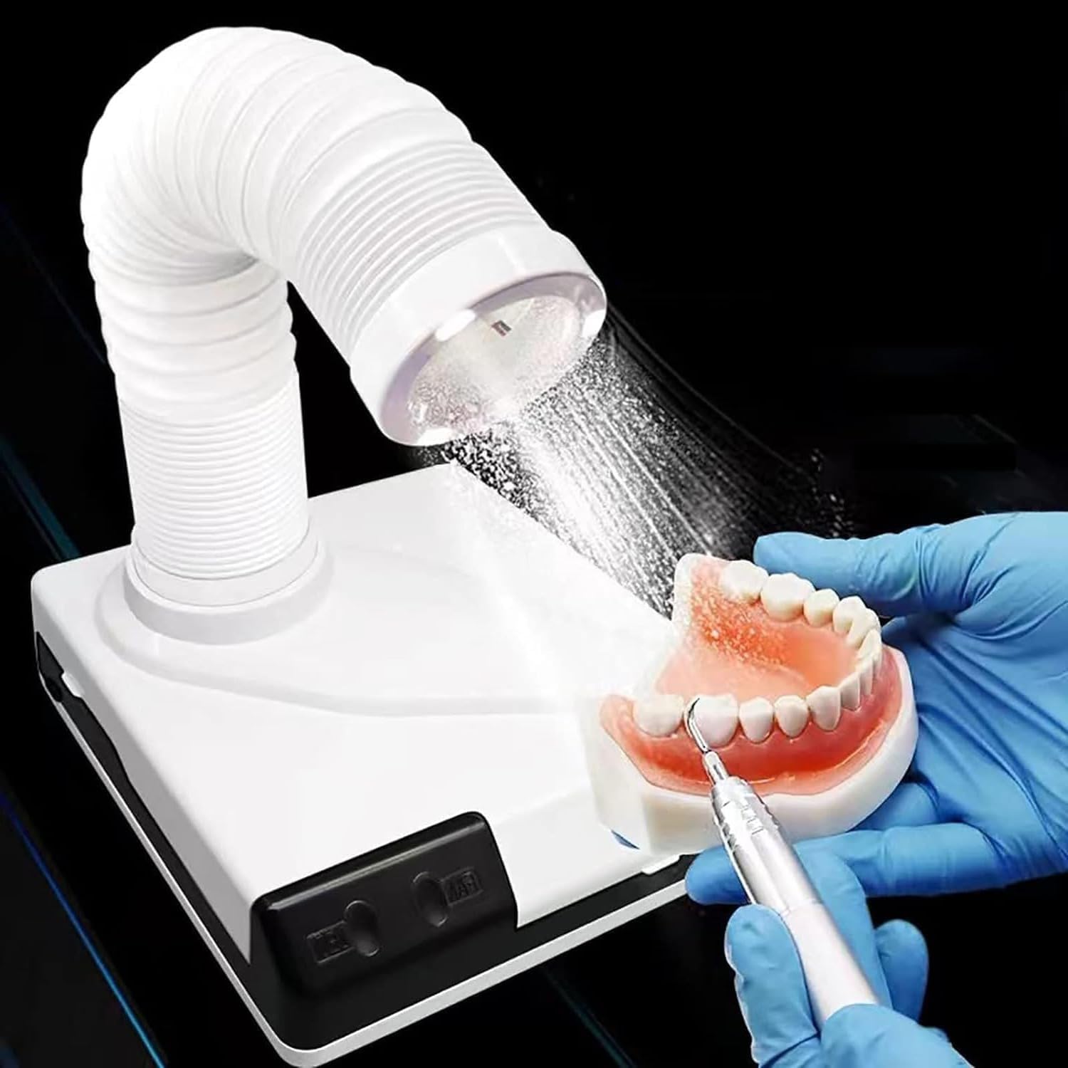 Desktop Dust Collector for Nail Salon & Dental Lab, Powerful Suction with Retractable Tube & LED Light, Versatile Use for Polishing & Daily Cleaning