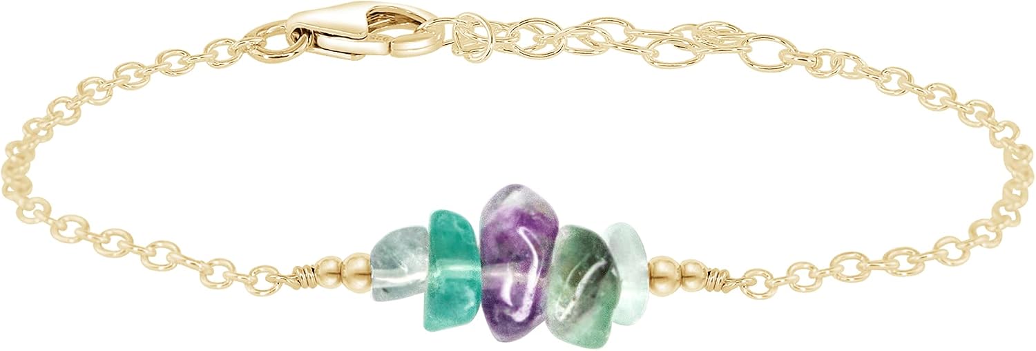 Luna Tide Fluorite Chip Bead Bar Bracelet in 14k Gold Fill