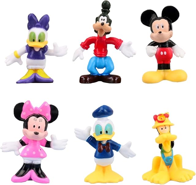 6pcs Minnie Cake Topper Mini Figures,ZHULIA-Mickey Mini Figures Set,Birthday Party Decorations Themed of Minnie Mouse Mickey Themed Decorations,Cake Decoration Miniature Ornament for Kids Birthday