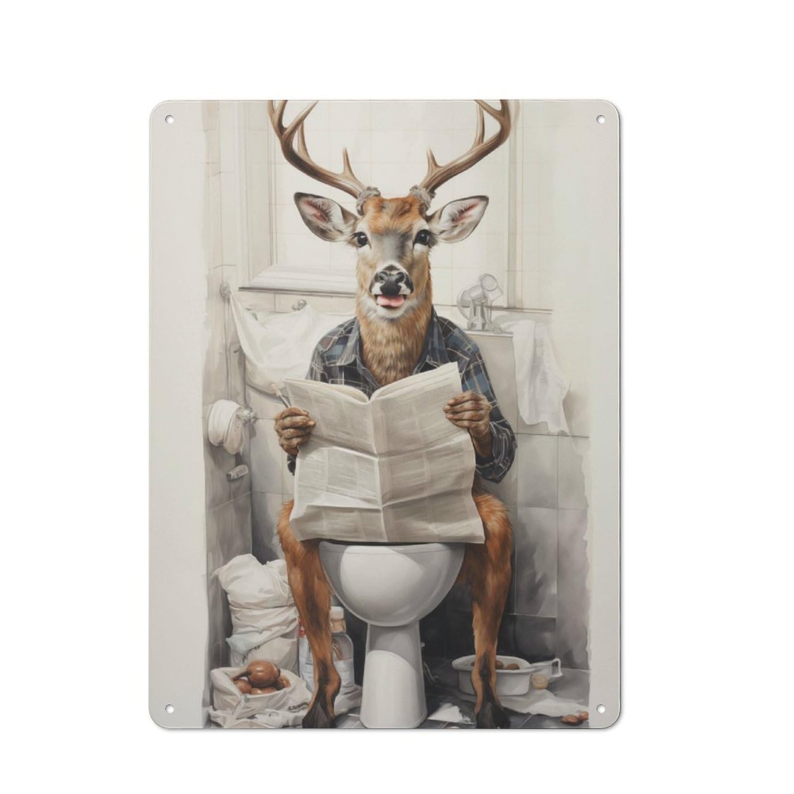 Junmoney Deer Bathroom Decor For Garden Room Or Summerhouse, Retro Tin Sign 40X30cm, Suited To Wall Displays In Garden Rooms And Summerhouses