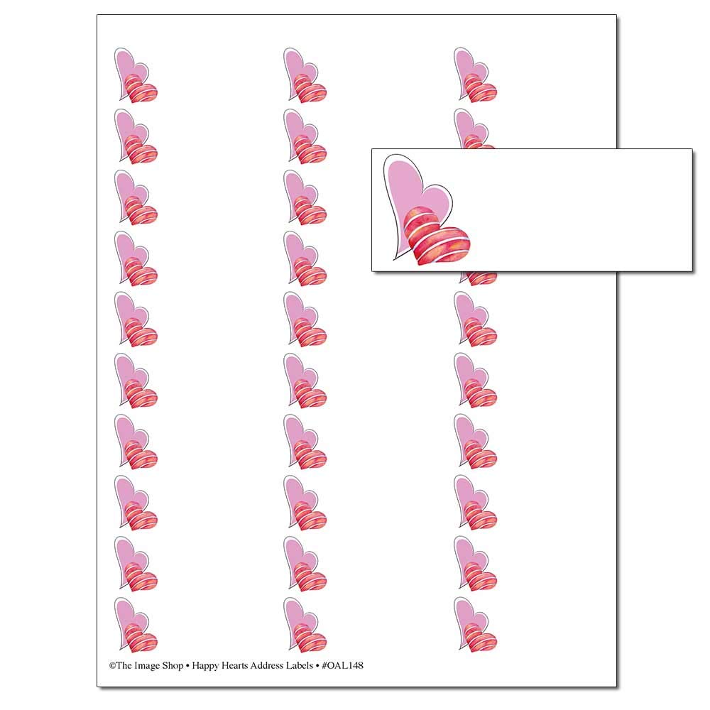 The Image Shop Happy Hearts Address Labels - 1" x 2-5/8"; 30 per Sheet, 150 Labels